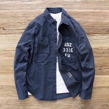 日系復古工裝襯衫男士軍事風經典潮牌做舊多口袋阿美咔嘰長袖襯衣