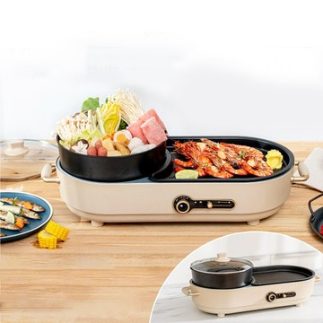 食品級不沾雙温控火烤兩用爐2.5l電烤盤 不沾鍋 料理爐 電烤爐 快煮鍋 烤盤 涮烤鍋 煮鍋