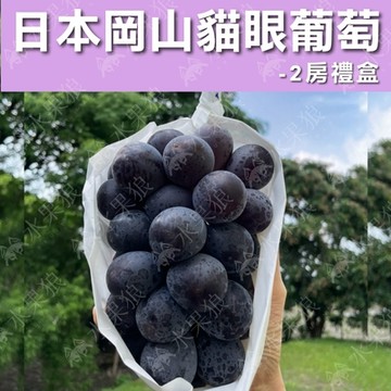 水果狼 頂級日本空運岡山貓眼葡萄 2房禮盒 (650g/房)