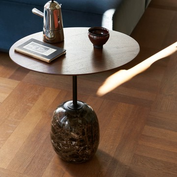 丹麥 &Tradition Lato LN9 邊桌 - 黑金屬烤漆 / 棕大理石