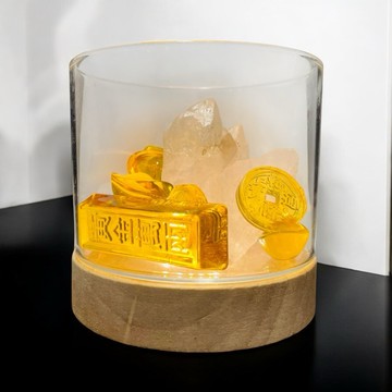 輝輝居家 黃金萬兩 水晶燈 水晶 擺件 招財 飾品 擴香 精油 LED 可調光 金幣 夜燈 白水晶 自然光 黃光 白光