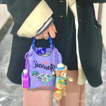 新款特惠-日係mini刺繡親子尼龍防水手提包女迷你手提袋兒童便攜手拎斜挎包 U6IX