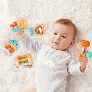 德國Hape 嬰幼兒安撫搖鈴五件組