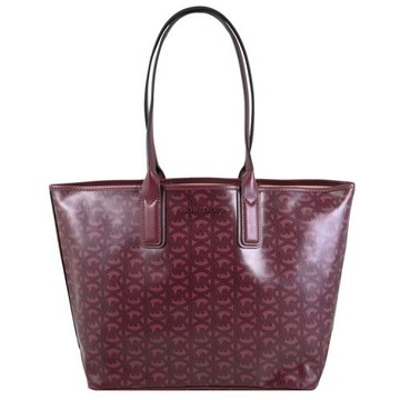 【全新福利品】MICHAEL KORS JODIE 圓標MK印花中型托特包.酒紅
