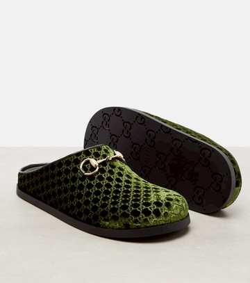 Gucci Horsebit GG velvet mules