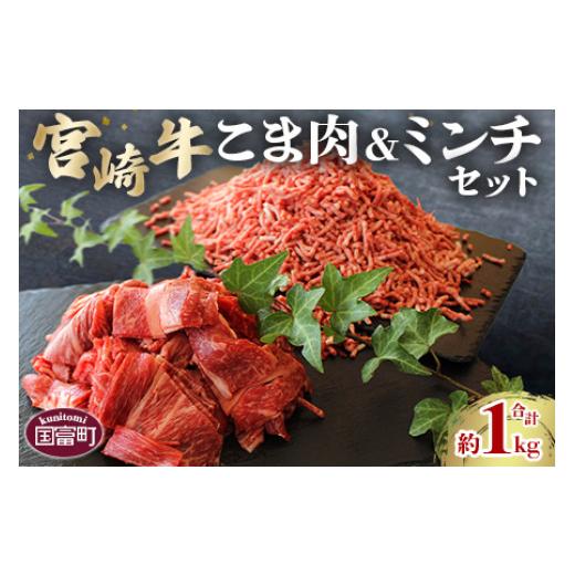 ふるさと納税 宮崎県 国富町 ＜宮崎牛こま肉(約400g)＆宮崎牛ミンチ(約600g)セット 合計約1kg＞2か月以内に順次出荷