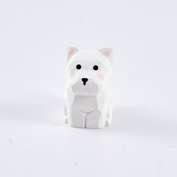 Shimo 溫柔坐著的薩摩耶犬木雕