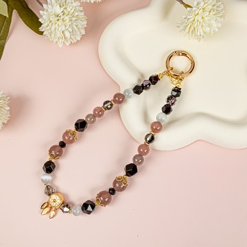 【手機鍊】追夢 ‧ 黑 | 黑瑪瑙/草莓晶/月光貓眼/玉髓/奧地利水晶