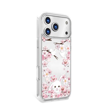 iPhone 17/16/15/14/13/12/11 輕薄軍規防摔彩鑽手機殼-櫻花兔