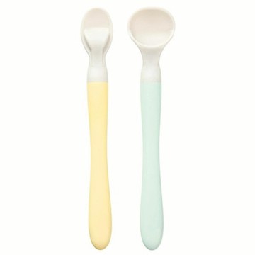 pigeon 貝親 離乳食湯匙組 2支  1組  黃色+綠色