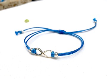 【 925純銀 】 無限手環 (むげん寶石藍)