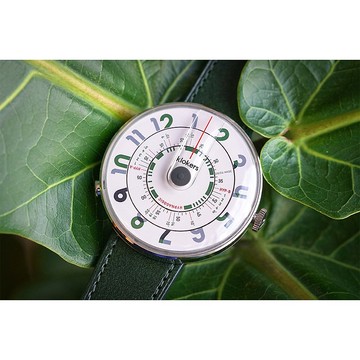 KLOK-01-H3 綠字錶頭+單圈皮革錶帶_加碼贈送零錢包