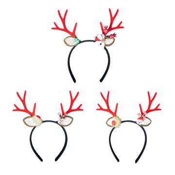 紅色植絨鹿角髮箍(款式隨機出貨)