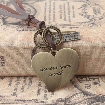 復古鏤空心形桃心毛衣鏈休閑個性做舊簡單長款百搭項鏈飾品小清新