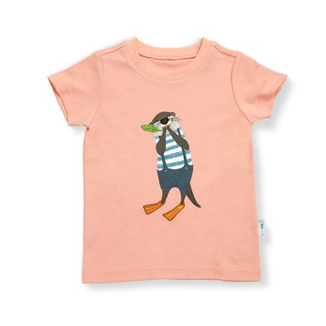 Uneed 氧化鋅天絲短袖上衣-水獺 珊瑚粉【100cm-140cm】