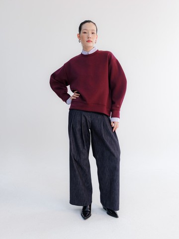 WIDE TWO TUCK PANTS-INDIGO