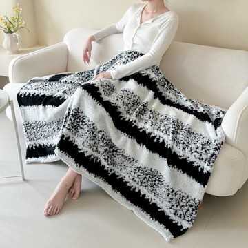 跨境條紋毛毯格調風陽離子提花蓋毯毯子亞馬遜外貿電商temu批代發