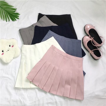 韓版新款百搭高腰半身裙女早春新款時尚百搭A字學生百褶裙子1入