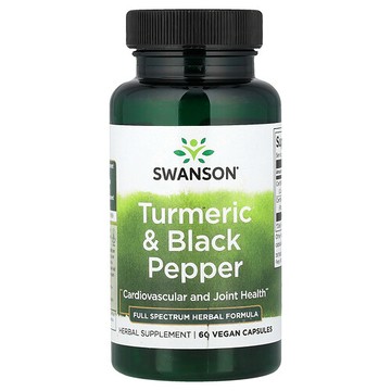 Swanson Vitamins, 姜黃和黑胡椒，心血管和關節健康，60 粒素食膠囊