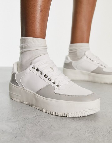 French Connection colour block chunky trainers in grey mix-Multi