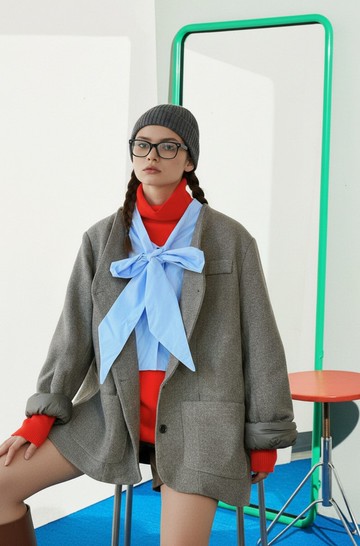 2 IN 1 西裝拼恤衫夾棉外套