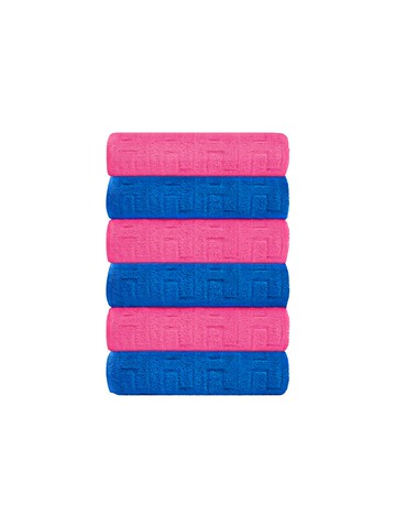 Tetto 6-Piece Signature Supima Cotton 230g Towel Set [Blue-Pink]