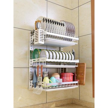 304不銹鋼廚房碗架瀝水架壁掛式碗碟置物架碗盤收納架碗筷收納盒