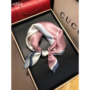 2025新款粉色玫瑰真絲小方絲巾春秋女百搭桑蠶絲圍巾夏季薄款領巾