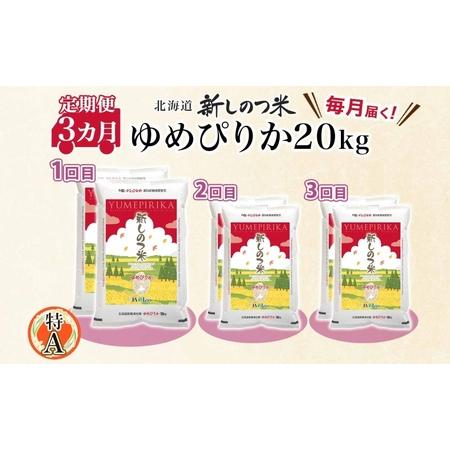 ふるさと納税 北海道 定期便 3ヵ月 連続 全3回 R5年産 北海道産 ゆめぴりか 10kg 2袋 計20kg 精米 米 ごはん お米 新米 特A 獲得 最高金賞 北.. 北海道新篠津村