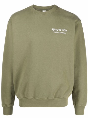 Sporty & Rich - Script logo-print cotton sweatshirt - unisex - Cotton - S - Green