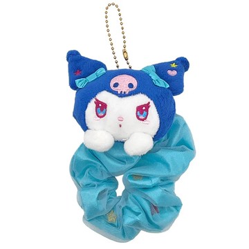小禮堂 Sanrio 三麗鷗 酷洛米 絨毛玩偶髮圈吊飾 (愛心墨鏡)