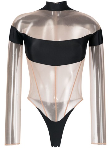 Mugler - Illusion panelled bodysuit - women - Elastane/Polyamide - 40 - Black