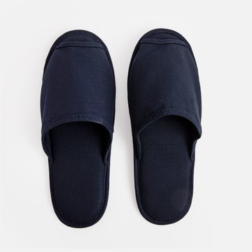 伊登格紋布質拖鞋XL 深藍