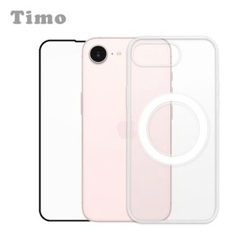 Timo【殼貼兩件組】iPhone 17e/16e專用 磁吸殼+黑邊滿版保護貼