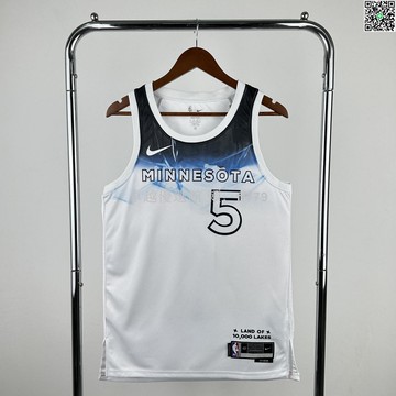 【卓越優選館】NBA森林狼隊城市版球衣 愛德華茲5號 蘭德爾30號 唐斯32號 爆款籃球衣 透氣吸汗 休閒運動穿搭