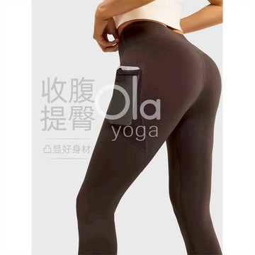 ola yoga瑜伽褲 運動褲 運動服 外穿蜜桃臀薄款 跑步 提臀褲 運動 健身褲 緊身褲 網紗 側口袋 瑜伽褲