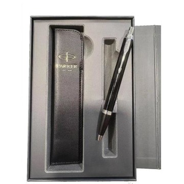 PARKER 派克 IM系列麗雅黑白夾原子筆 真皮筆套禮盒(免費刻字)