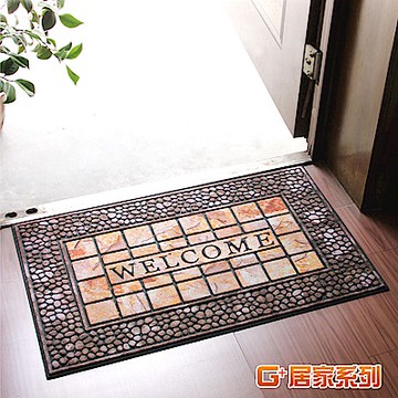 G+居家 戶外植絨橡膠厚實刮泥迎賓地墊90x60cm德式方磚