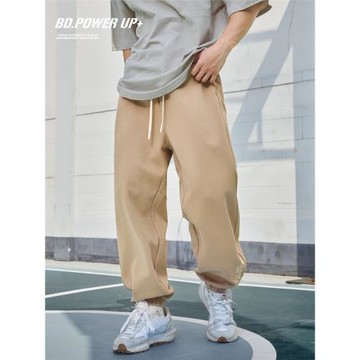 BD健美站春季新款束腳衛褲時尚復古印花運動長褲男寬松