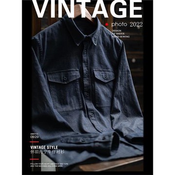 釋覺 原創秋季新款男士水洗懷舊藍丹寧牛仔襯衫修身長袖內搭外套