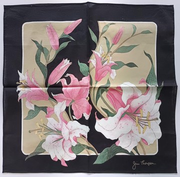 復古 Jim Thompson 手帕 奢華百合 16 x 16 英吋