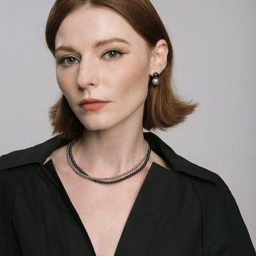 Self-reflection-Necklace Set (兩入一組) 手工製黑珍珠純銀項鍊