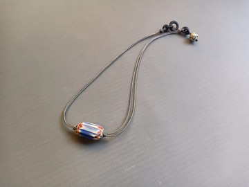 義大利雪佛蘭琉璃珠 手工編結項鍊  – 古董老玉石 / 設計品