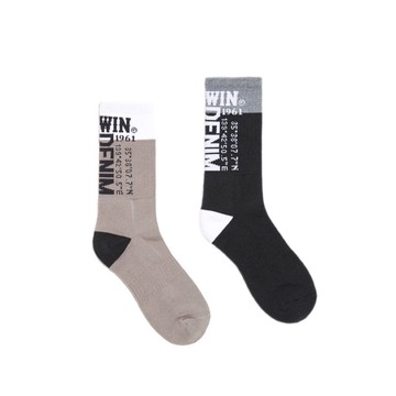 EDWIN 拼色後滿版印花長襪-中性 (黑色) 1組2雙 #襪子