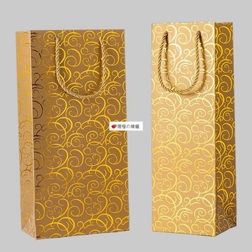 可開發票☆【臺灣精品】💕紅酒禮品袋UV花紋葡萄酒單雙支手提袋子香菸包裝紙袋