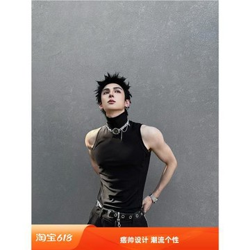 楊一帆潮牌無袖背心男款2025夏季新款男高街ins設計感痞帥時尚T恤