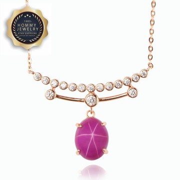 【Hommy Jewelry】紅寶石項鍊(法國星鑽 六道星芒)
