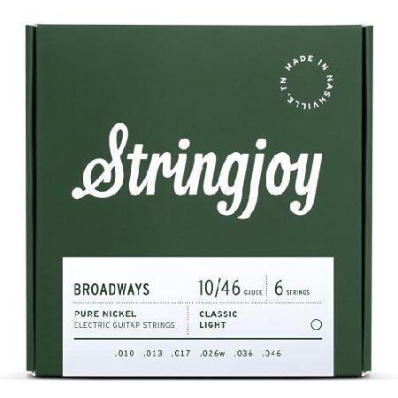 Stringjoy BR1046 Broadways Pure Nickel Electric Guitar Strings (Classic Light Gauge, 10-46)