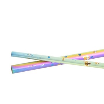 TiANN鈦安｜鈦吸管 純鈦 斜口吸管 粗+細套組 柴犬愛地球 (8+12mm)