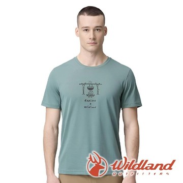 【wildland 荒野】男Wildland野炊營火機能T『松石綠』0B21602 戶外 露營 登山 健行 休閒 時尚 吸濕排汗 透氣 短袖 上衣 T恤